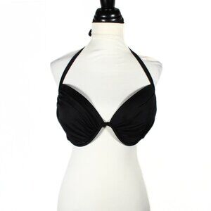 Shade & Shore Black Underwire Halter Bikini Top – Approx L/XL, 34D/36C
